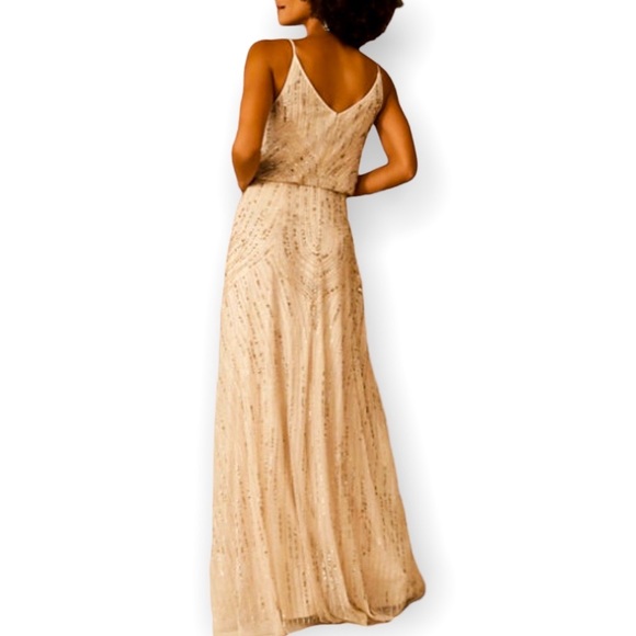 New BHLDN Fidelia 2, 4, 6, 8 Oyster Cream Allover Sequins Embellished Maxi Gown - Picture 6 of 13